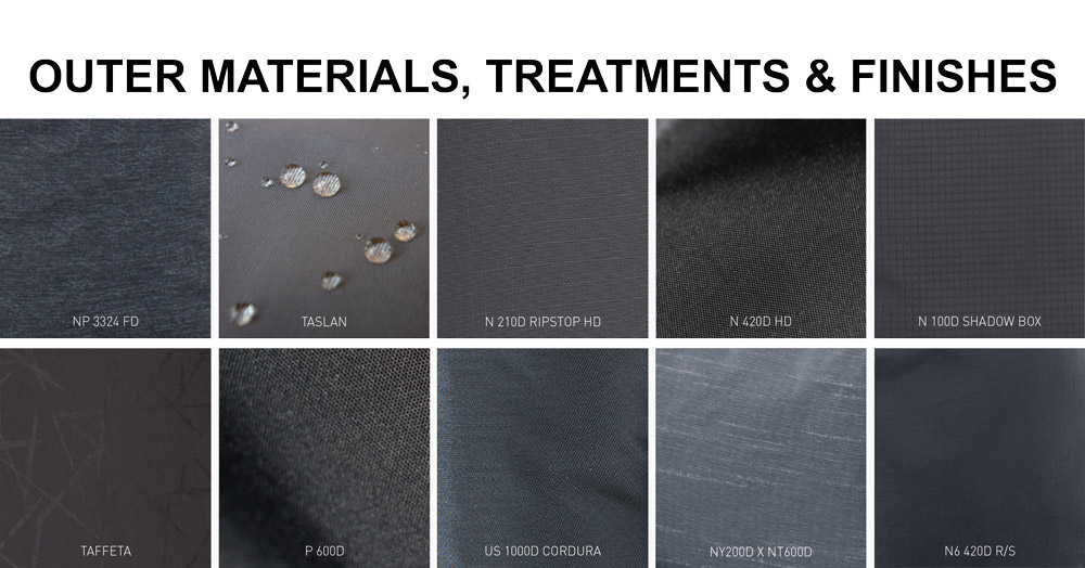 OUTER MATERIALS, TREATMENTS & FINISHES